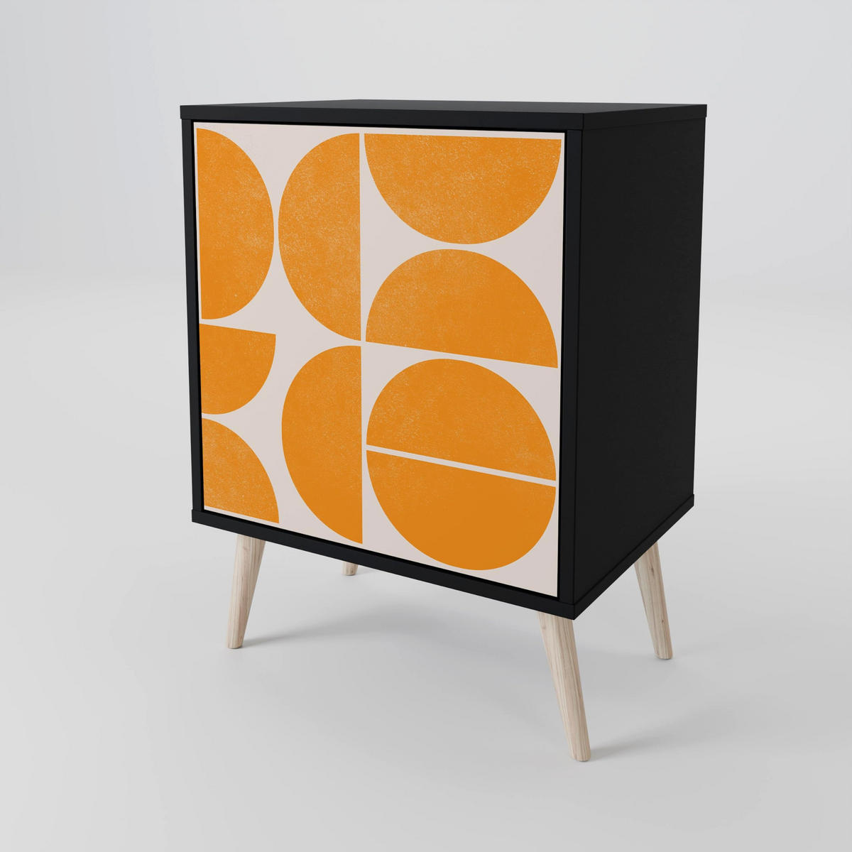 SIDEBOARD RECURRING DREAMS, Schwarz, 57,5x42x67,5 cm, Schwarze Metall-Rahmenfüße - Multicolor/Schwarz, Holzwerkstoff/Metall (57.5/67.5/42cm) - SpaceRebels