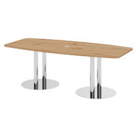 KONFERENZTISCH klein KT22 103/220/74,5 cm in Wildeiche/Chromsäulen - Wildeiche/Chromfarben, Holzwerkstoff (103/220/74.5cm) - bümö