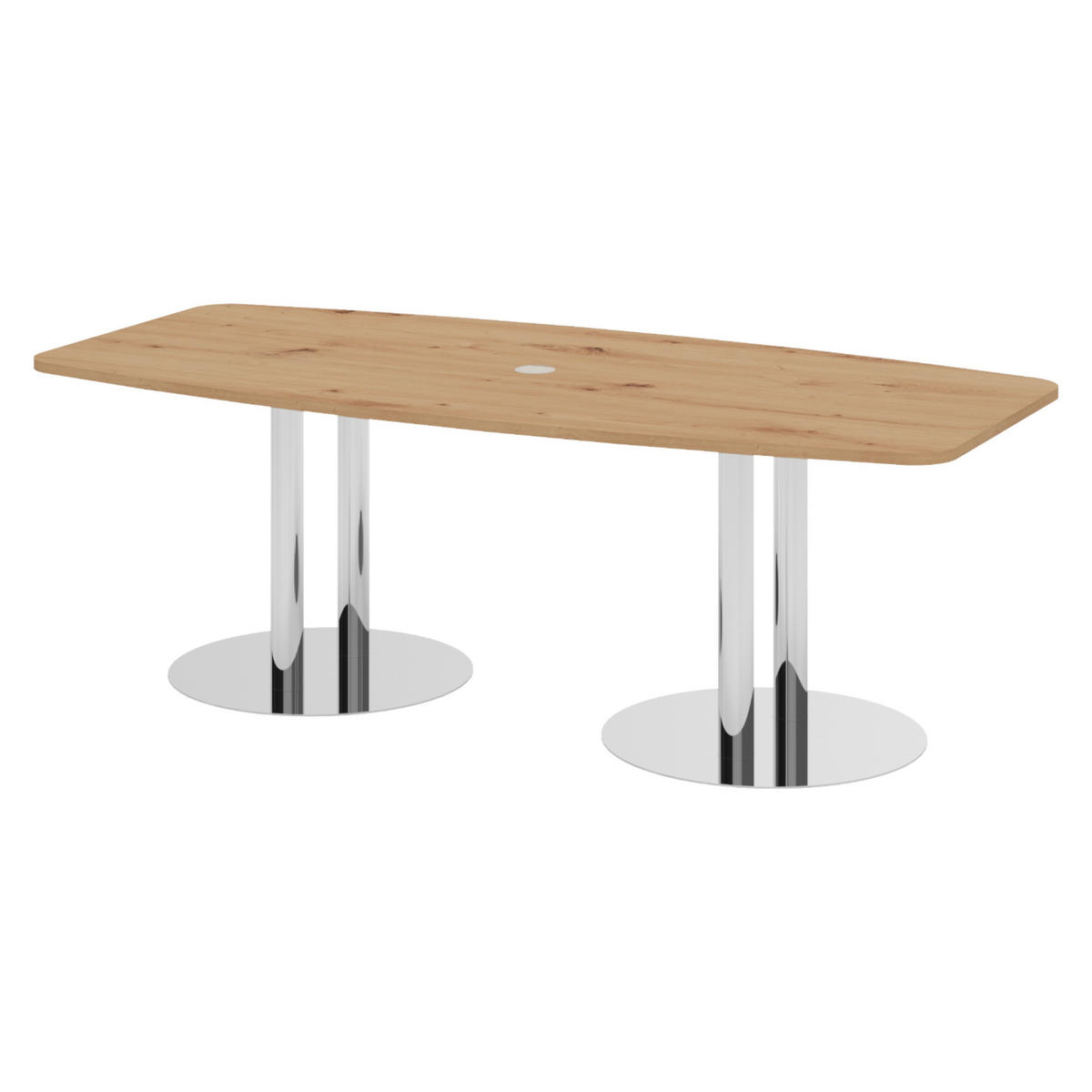 KONFERENZTISCH klein KT22 103/220/74,5 cm in Wildeiche/Chromsäulen - Wildeiche/Chromfarben, Holzwerkstoff (103/220/74.5cm) - bümö