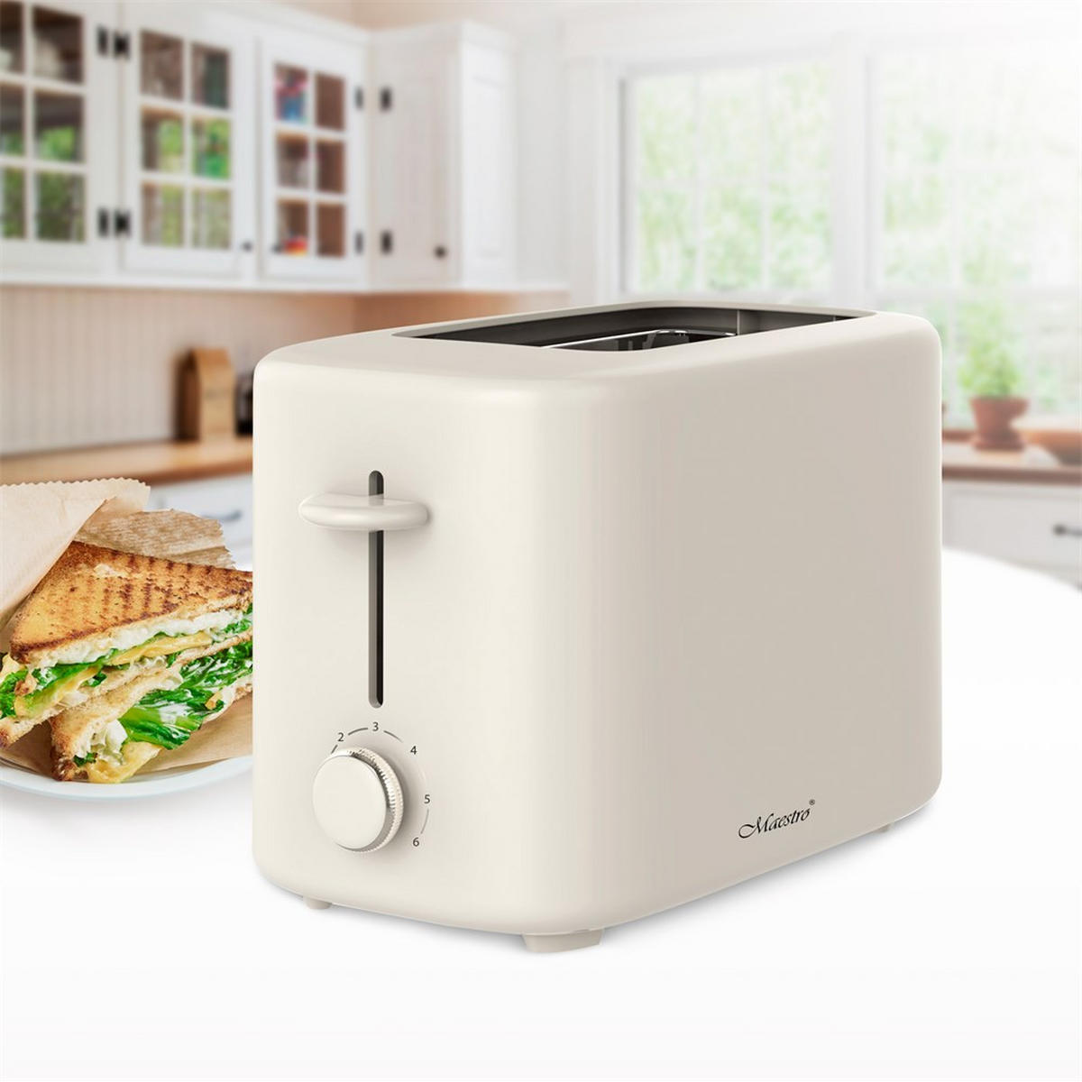 TOASTER Creme 25/13.5/16.5 cm MR700 - Creme, Kunststoff (13.5/16.5/25cm) - Maestro 