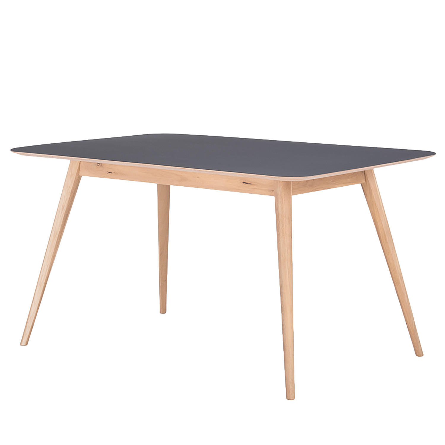 ESSTISCH - Eiche teilmassiv / Linoleum - Eichefarben/Anthrazit, Holzwerkstoff (90/140/75cm) - home24