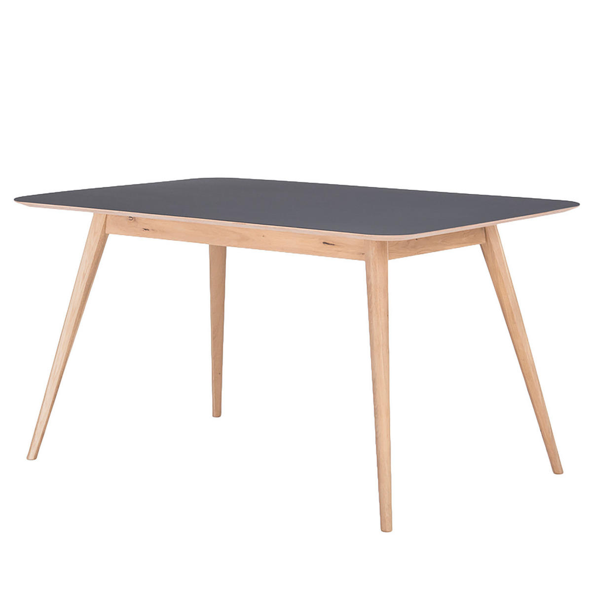 ESSTISCH - Eiche teilmassiv / Linoleum - Eichefarben/Anthrazit, Holzwerkstoff (90/140/75cm) - home24