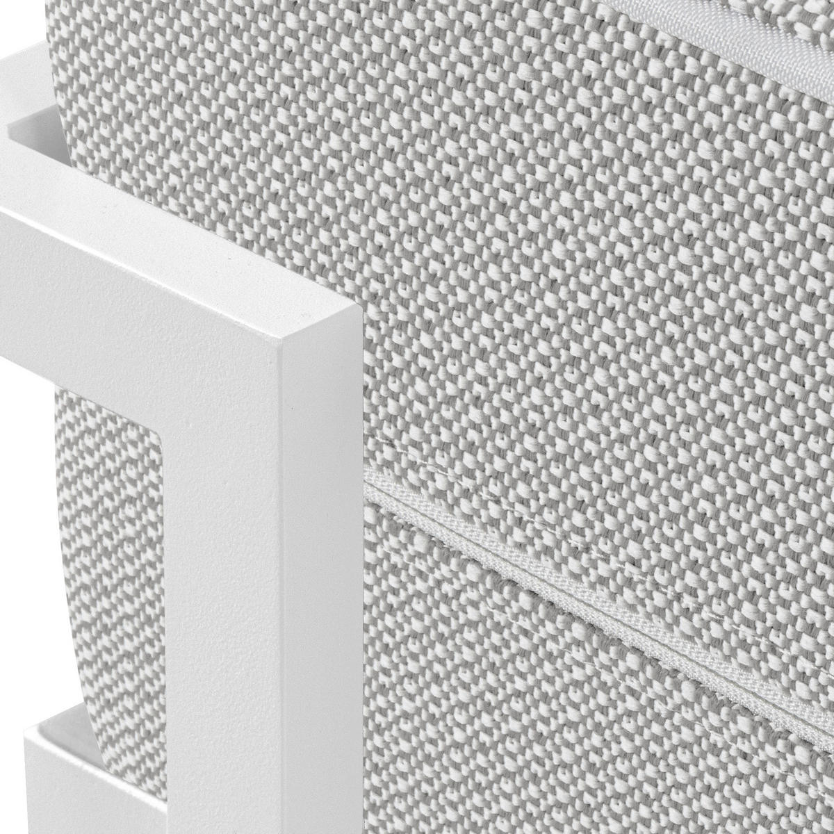 GARTENLOUNGE-HOCKER TRIGLO auf Metallfüßen, Modern, Weiß - Dunkelgrau/Weiß, Textil/Metall (69/44/54cm) - KONSIMO®