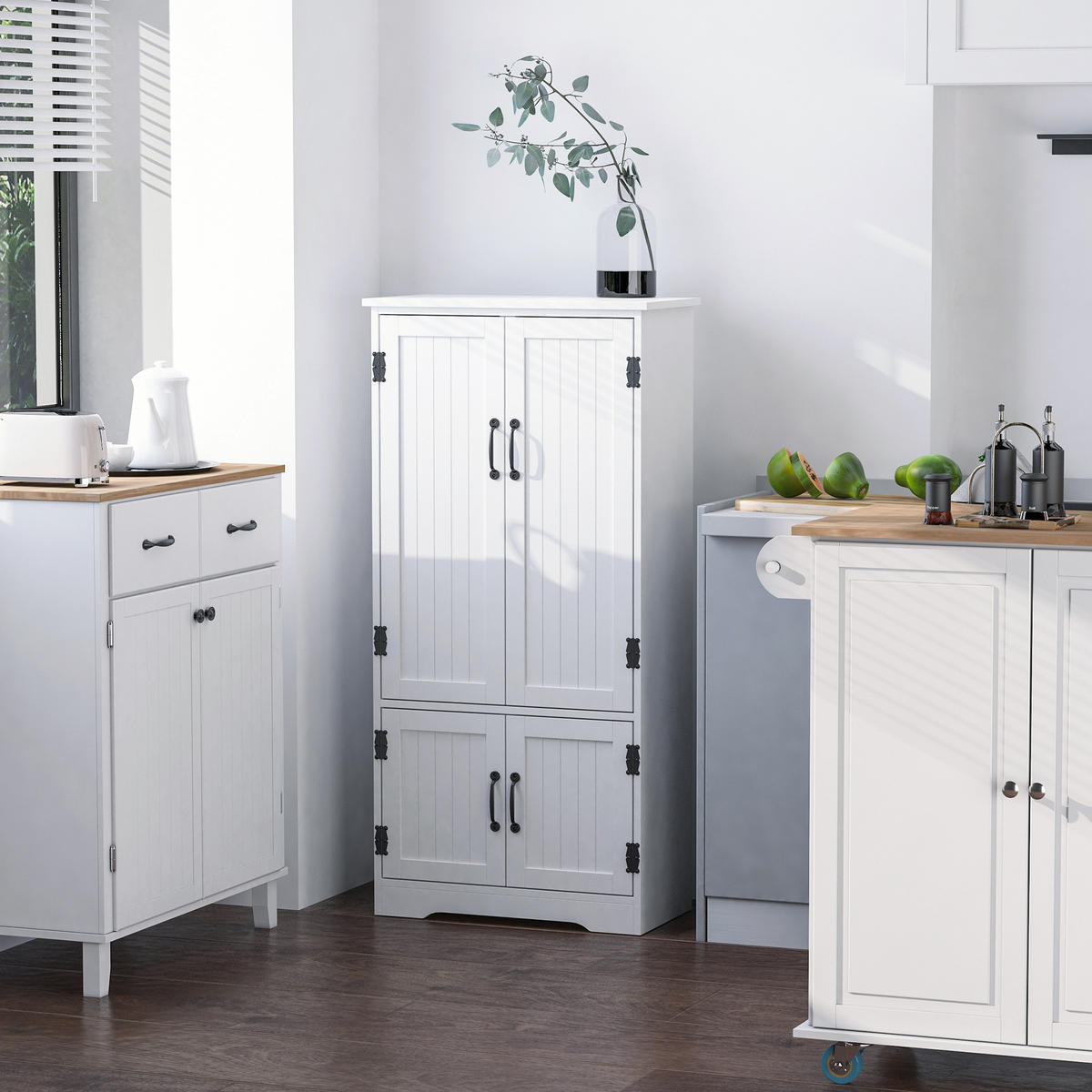 HIGHBOARD DE-10982 2 Türen & 3 verstellbare Böden Weiß - Weiß, Holzwerkstoff (30/123/60cm) - ComfortXL