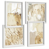 BILDER SET 4er Set - 50x50 cm & 40x60 cm Weißer Rahmen - Abstrakte Muster beige weiß - Weiß, Kunststoff (50/50cm) - TULUP