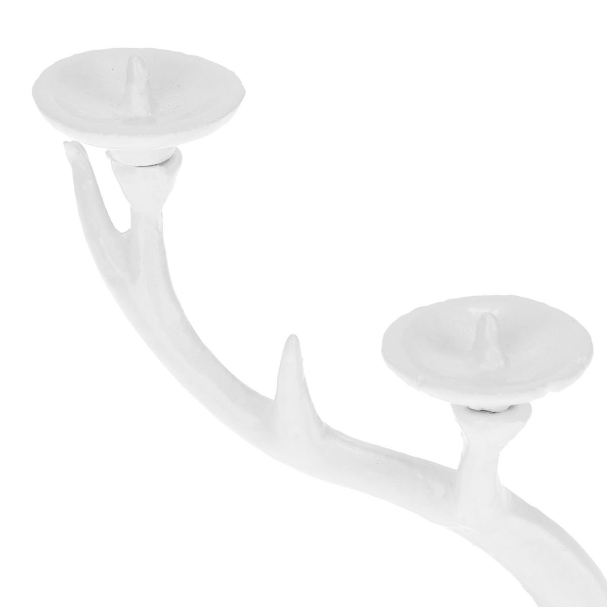 KERZENSTÄNDER - Weiß, Metall (22/13/10.5cm) - Relaxdays