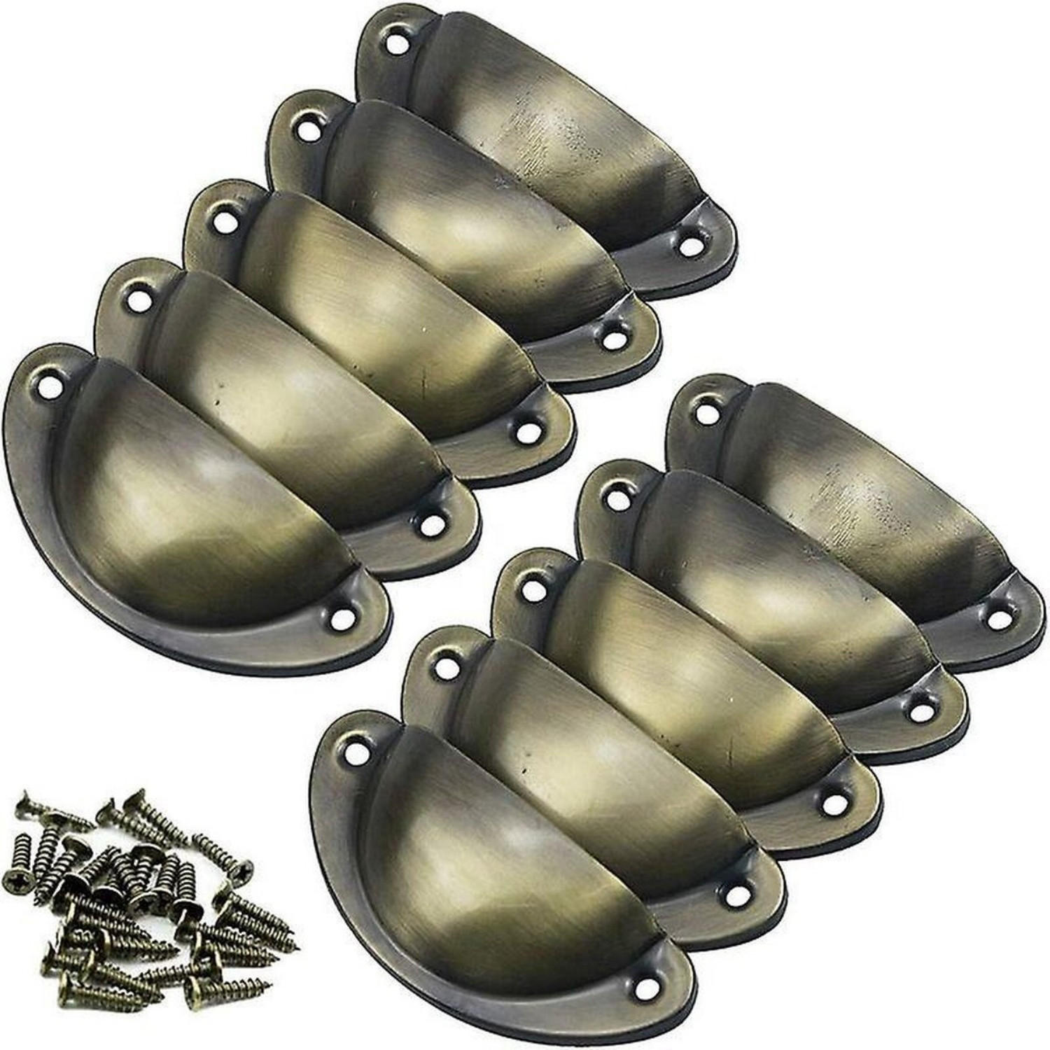 SCHRANKGRIFF 12er-Set Gebürstete Bronze Eisen Lochabstand 65 mm Möbel - Bronzefarben, Metall (3.5/2/8.1cm) - MCBOSON