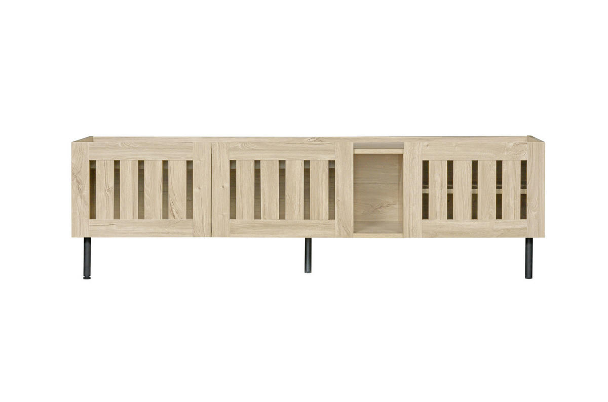 TV-LOWBOARD 160/40/47 cm Natur aus MDF mit Lamellentüren - Hellbraun, Holzwerkstoff (160/47/40cm) - OKWISH