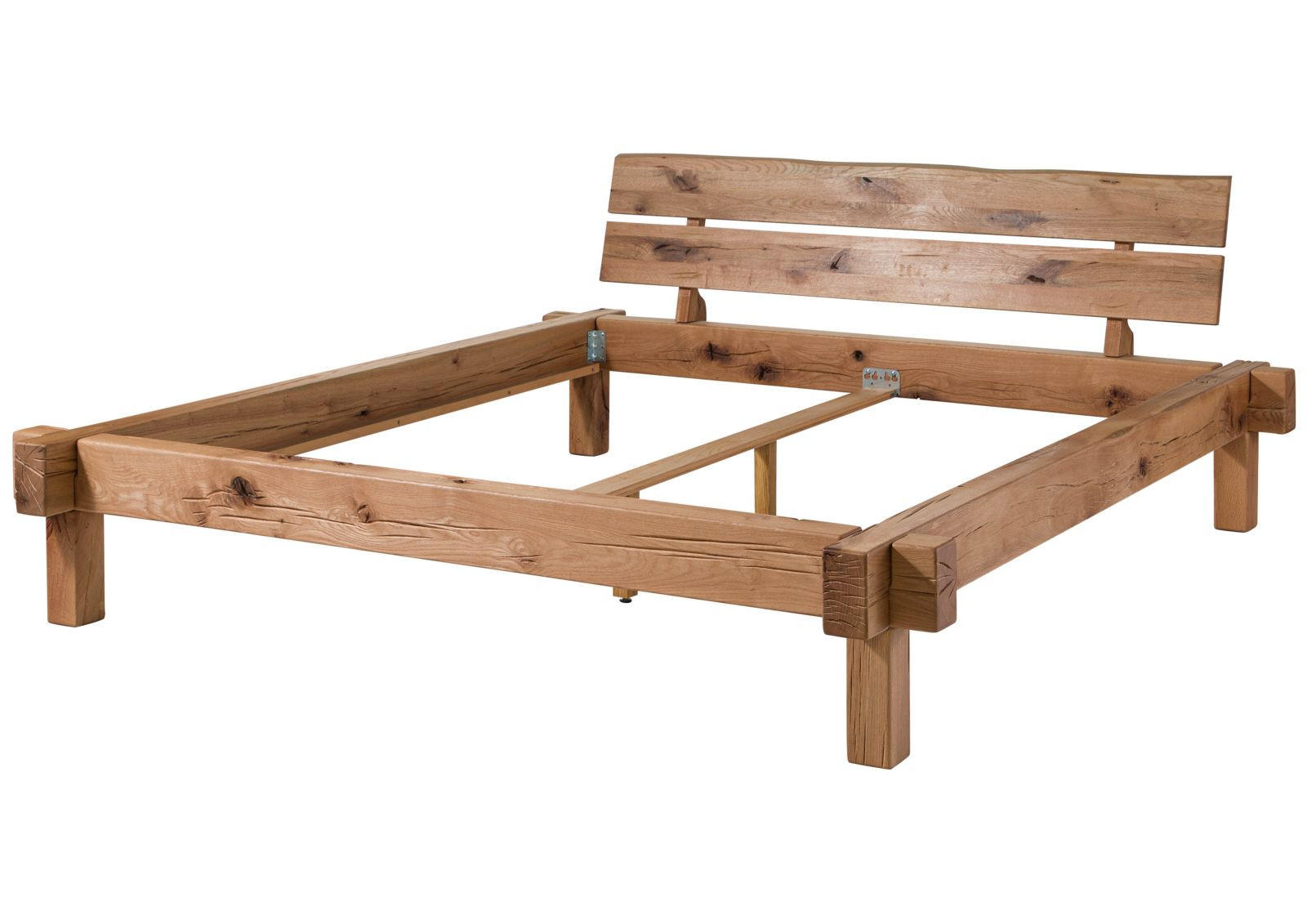 BETT Massivholz Zerreiche 140 x 200 x 85 natur BALKENMÖBEL #720 - Braun, Holz (140/200cm) - Massivmoebel24