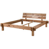 BETT Massivholz Zerreiche 140 x 200 x 85 natur BALKENMÖBEL #720 - Braun, Holz (140/200cm) - Massivmoebel24