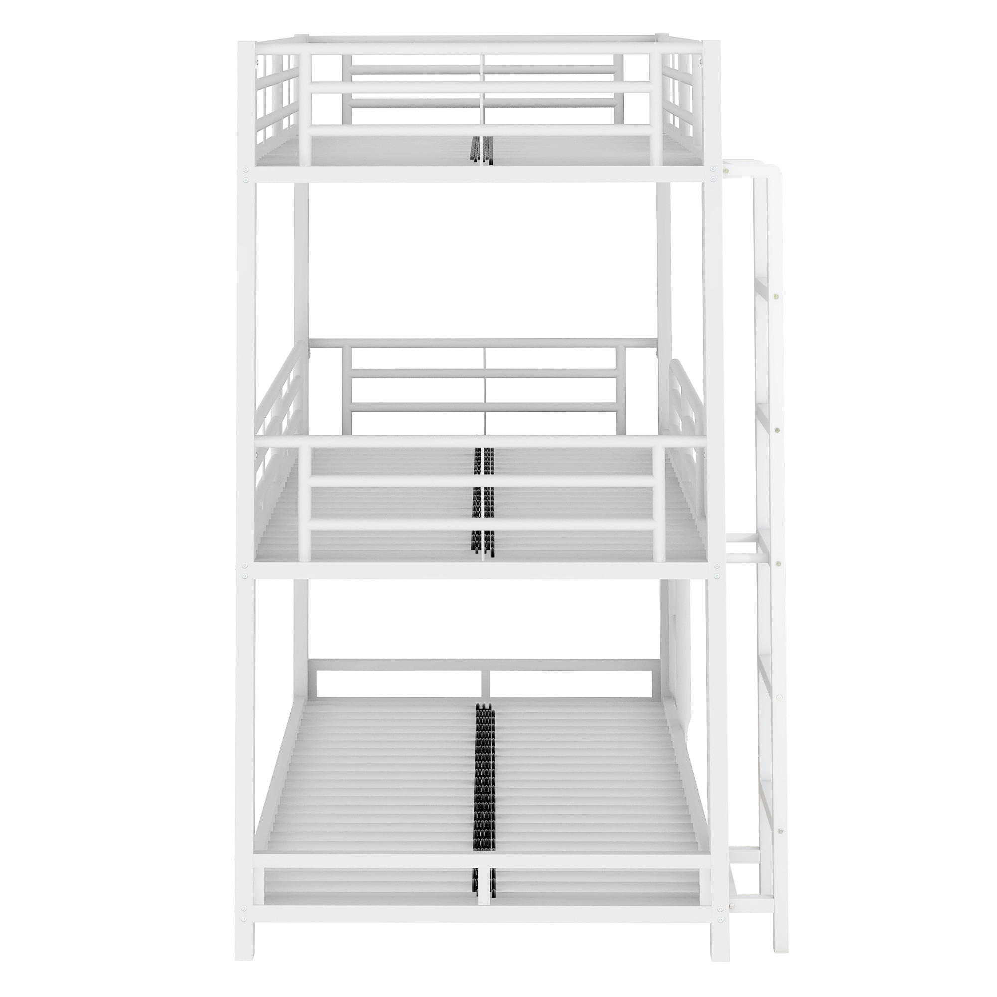 ETAGENBETT mit Geländer und Leiter Weiß 90x200 cm Metall - Weiß, Metall (90/200cm) - SONNENH