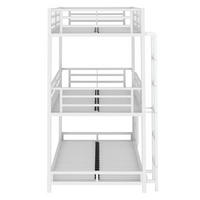 ETAGENBETT mit Geländer und Leiter Weiß 90x200 cm Metall - Weiß, Metall (90/200cm) - SONNENH