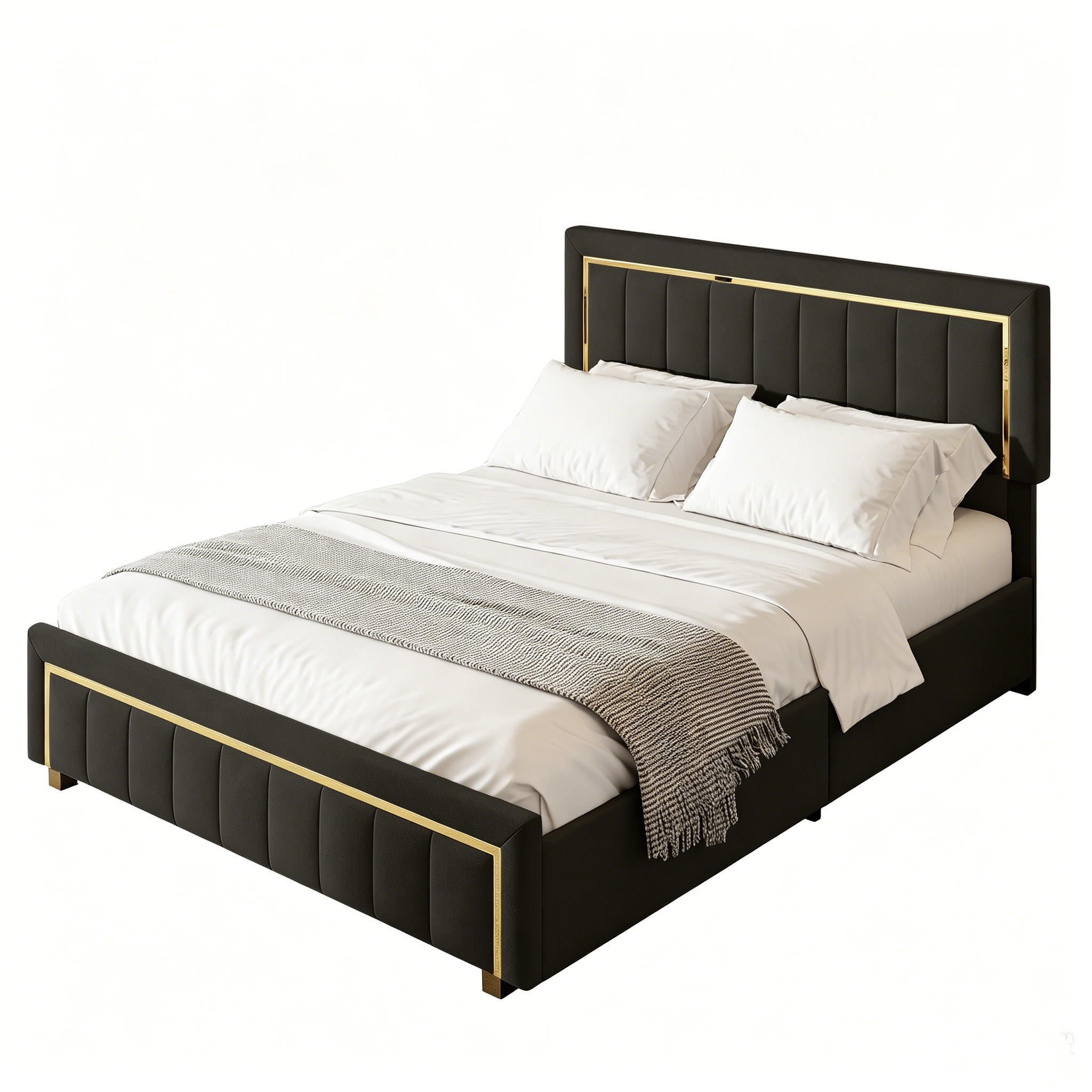 POLSTERBETT 160x200 cm mit hydraulischem Stauraum, Lattenrost Schwarz - Schwarz/Naturfarben, Holz/Metall (160/200cm) - PARAFTA HOME