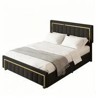 POLSTERBETT 160x200 cm mit hydraulischem Stauraum, Lattenrost Schwarz - Schwarz/Naturfarben, Holz/Metall (160/200cm) - PARAFTA HOME