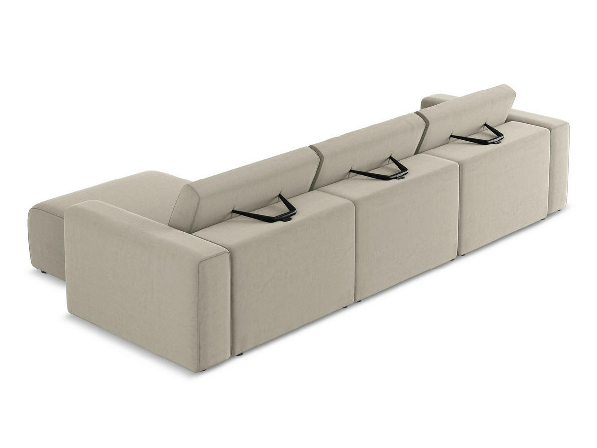 ECKSOFA Rechts Samt Stoff Creme - Perlmutt/Lila, Kunststoff/Textil (314/167cm) - Makamii