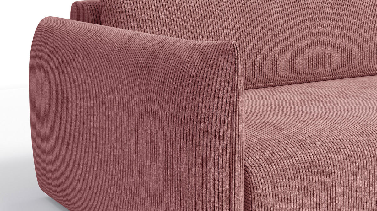ECKSOFA TAUER 3-Sitzer links, altrosa - Schwarz/Altrosa, Holz/Textil (248/173cm) - Wozimo
