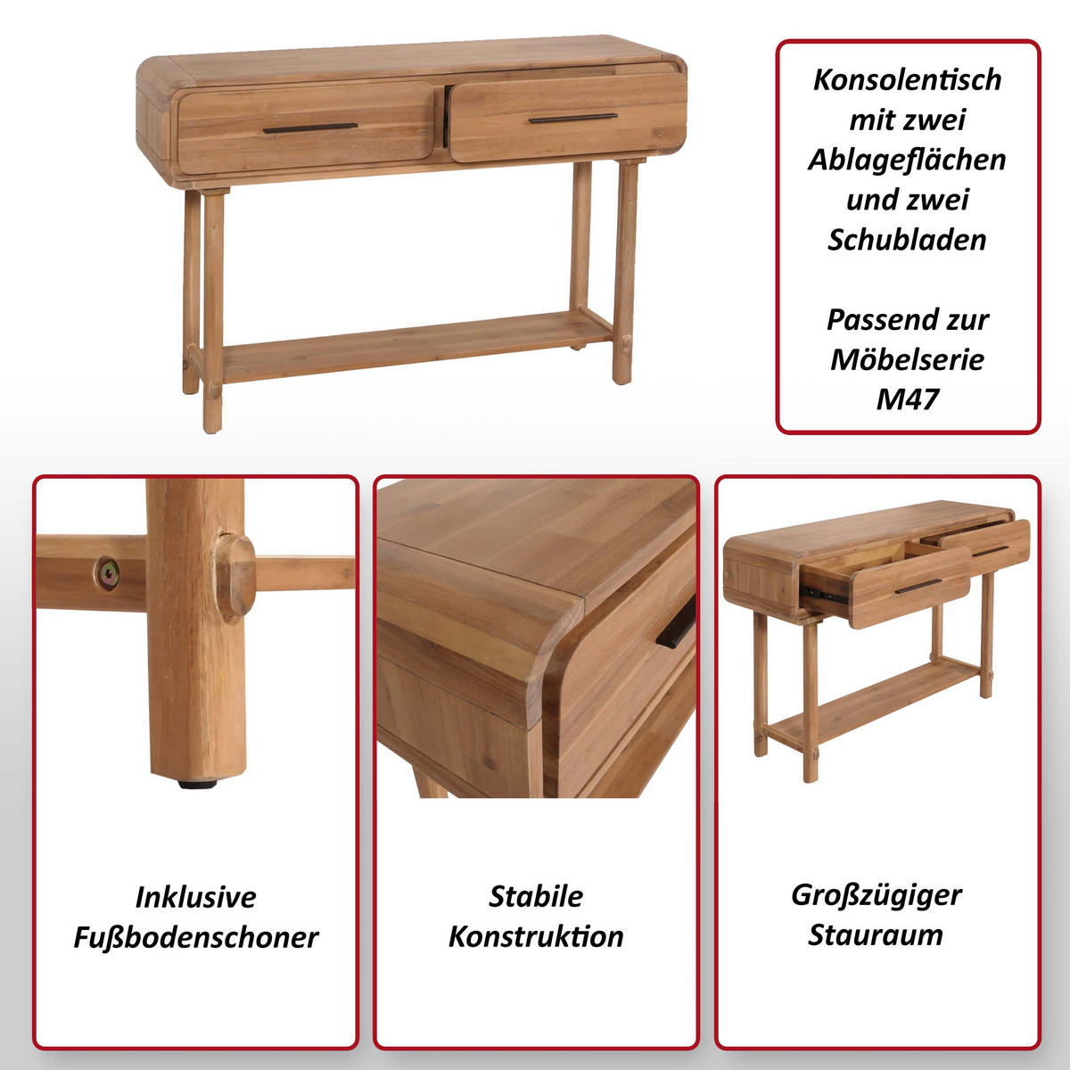 KONSOLENTISCH eckig Braun - Braun, Holz (35/120/80cm) - MCW