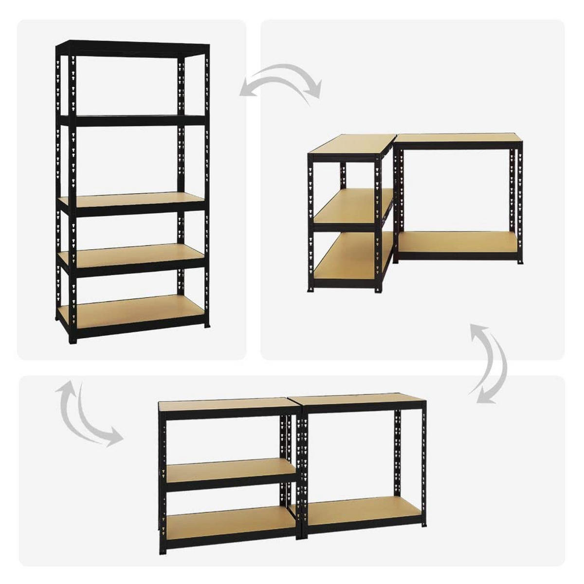 SCHWERLASTREGAL Tiger 180x90x45 cm Fachlast 265 kg Schwarz - Schwarz, Metall (90/180/45cm) - PROREGAL