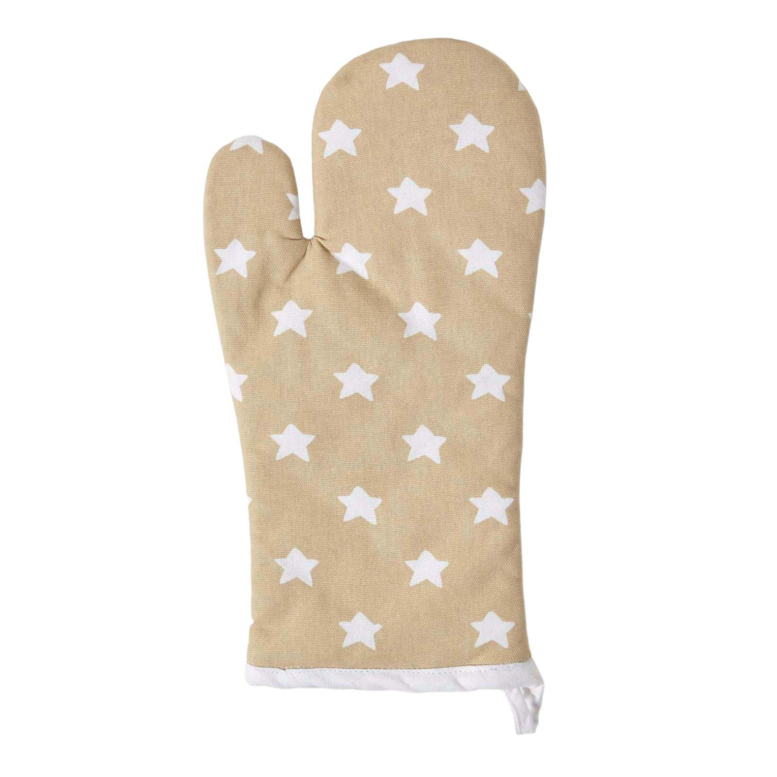 OFENHANDSCHUH Sterne 18/32 cm, Baumwolle wattiert - Beige, Textil (18/32cm) - Homescapes