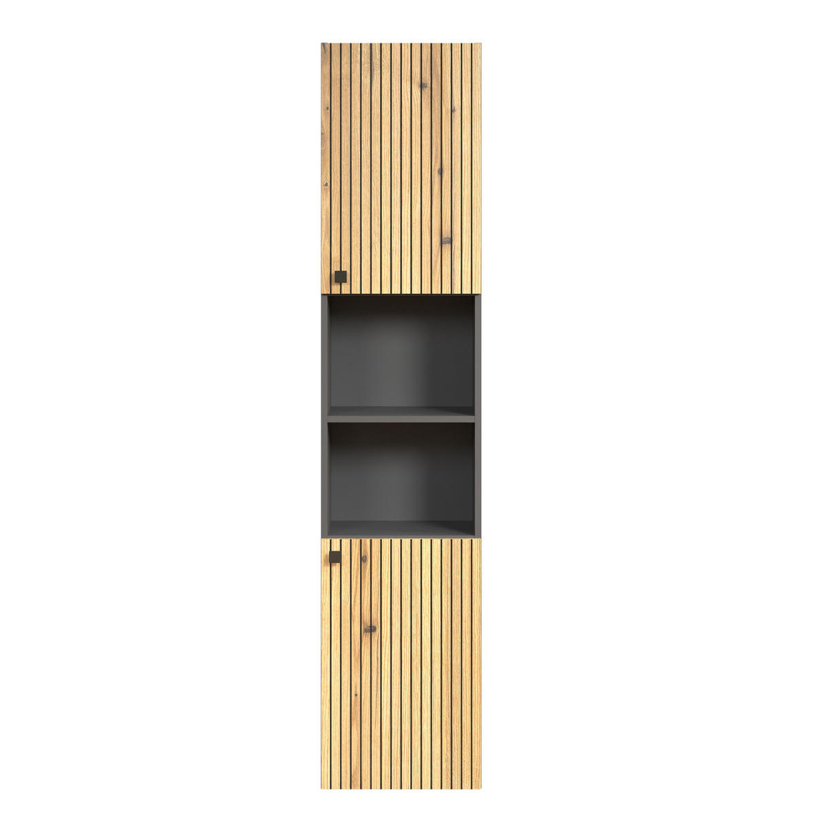 BADEZIMMERSÄULE mit Rillen, 2 Türen und 2 Fächern - purebliss 112/15/44,5 cm - Eichefarben, Holzwerkstoff (40/186/31cm) - Trendteam