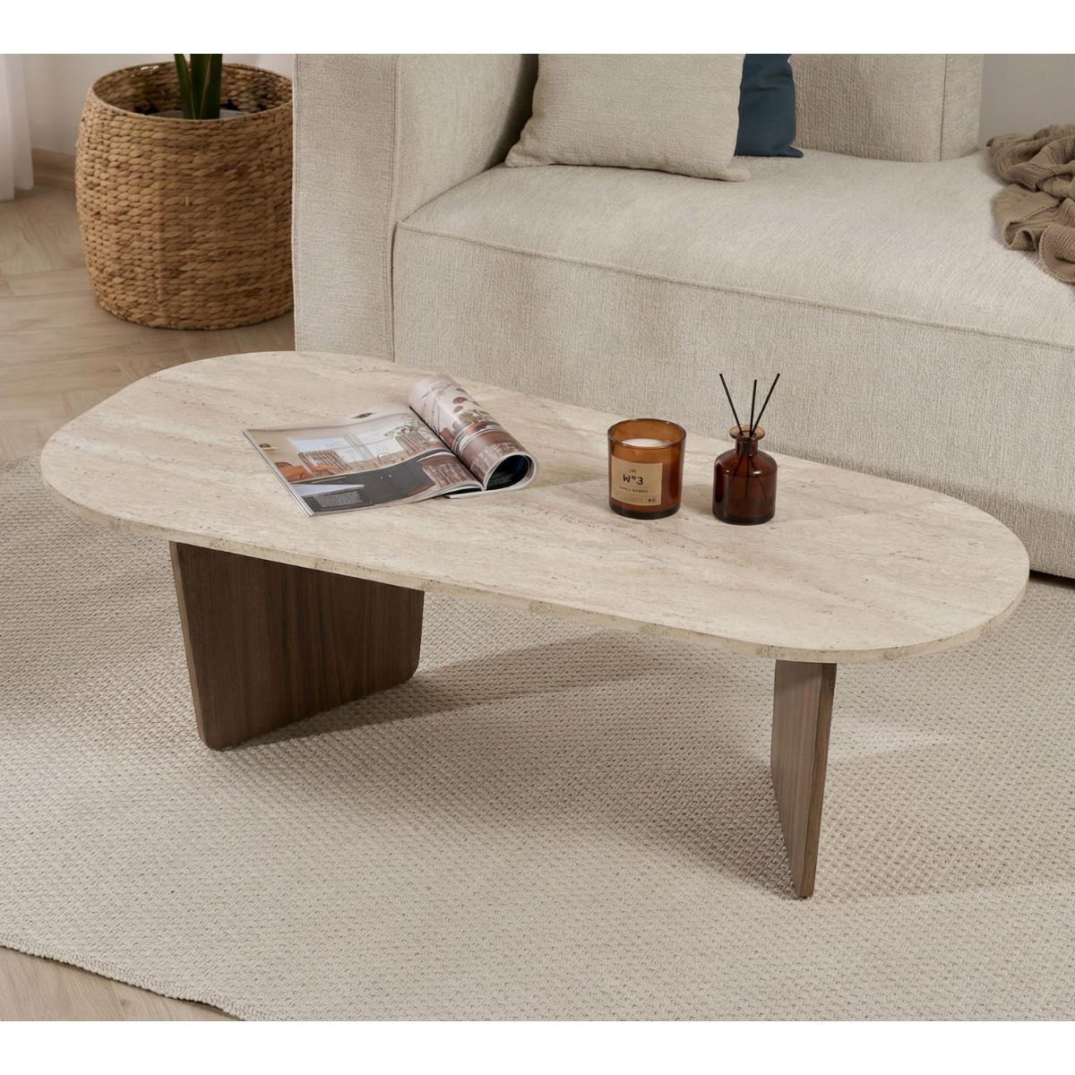 COUCHTISCH mit abgerundeter Tischplatte L130 cm 65/130/40 cm - Eichefarben, Holzwerkstoff (70/65/40cm) - Calicosy