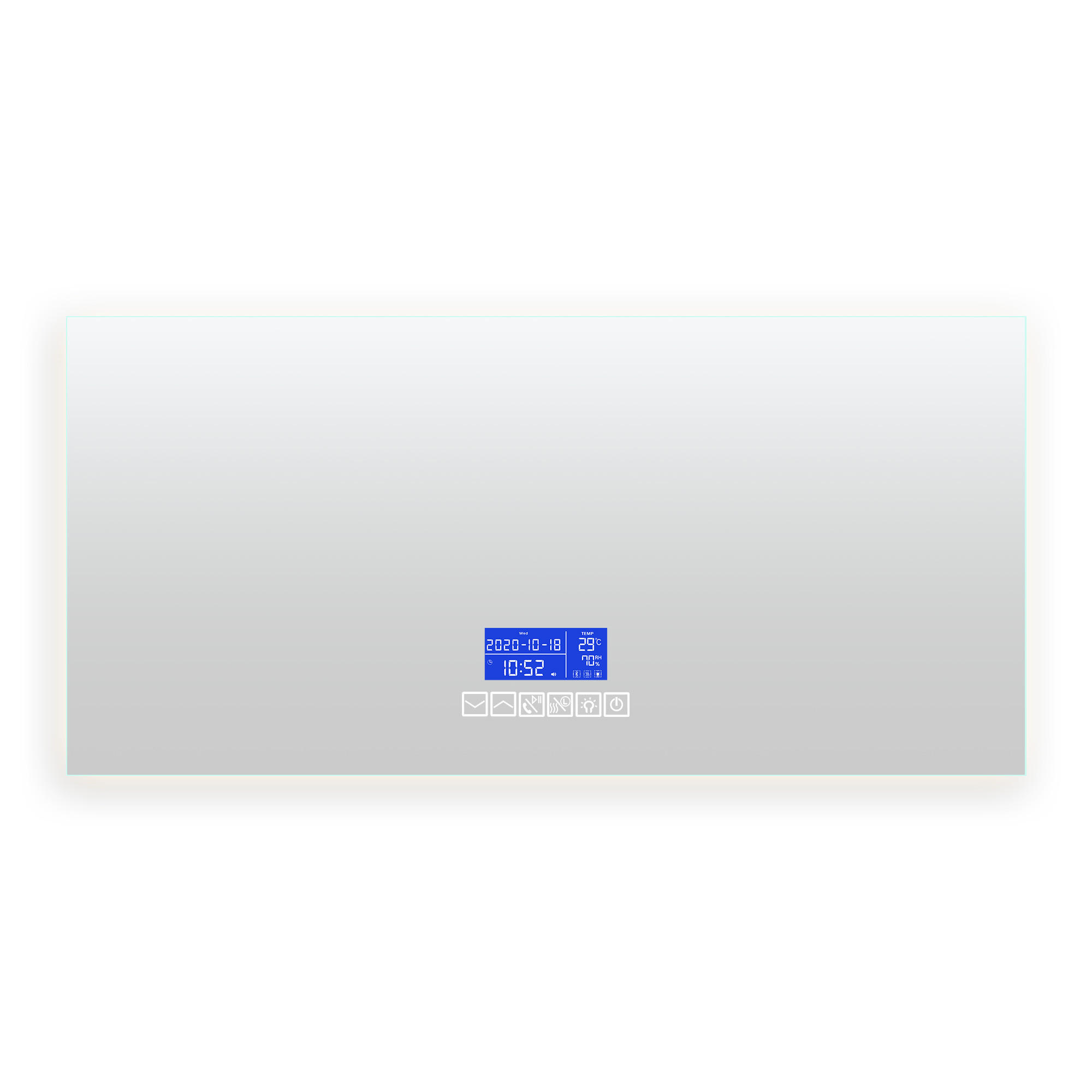 BADEZIMMERSPIEGEL mit LED, Rechteck 60 x 140 cm, Anti-Beschlag, Temperaturanzeige und 3 Anpassbare Helligkeit - Transparent, Glas (140/4/60cm)