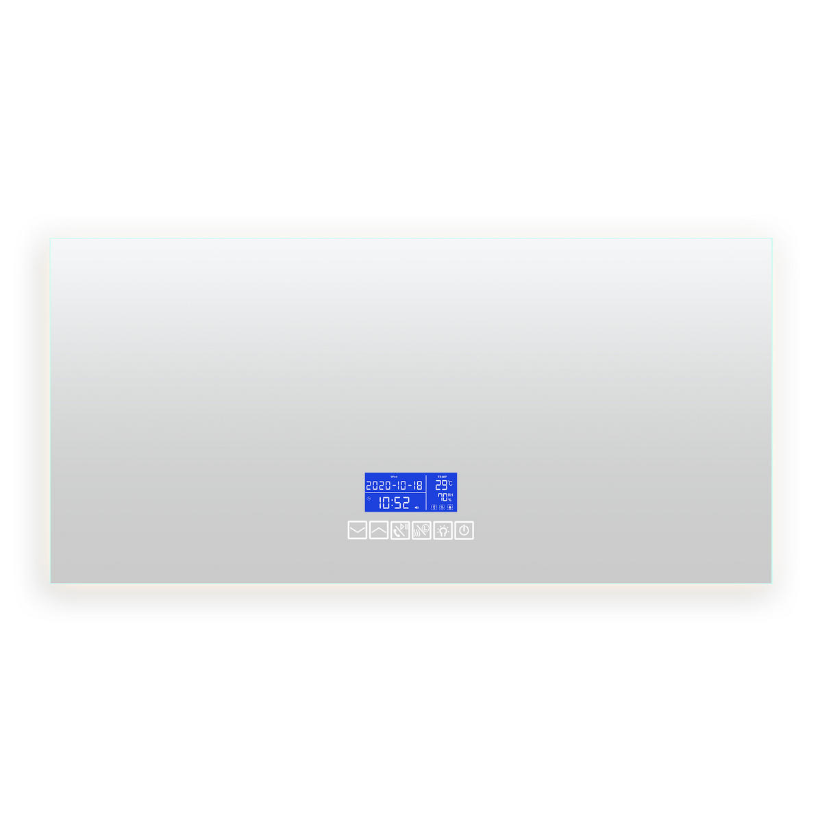 BADEZIMMERSPIEGEL mit LED, Rechteck 60 x 140 cm, Anti-Beschlag, Temperaturanzeige und 3 Anpassbare Helligkeit - Transparent, Glas (140/4/60cm)