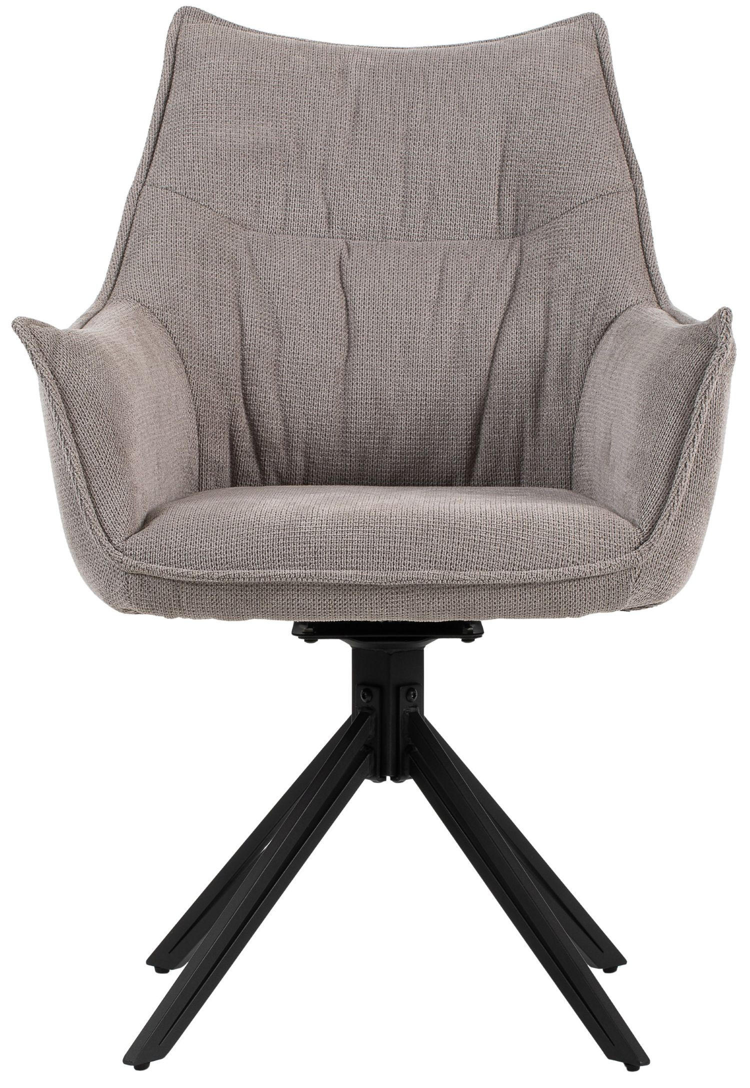 DININGSESSEL Ginosa - drehbar - hellgrau - Hellgrau/Schwarz, Textil/Metall (62/90/66cm) - bene living