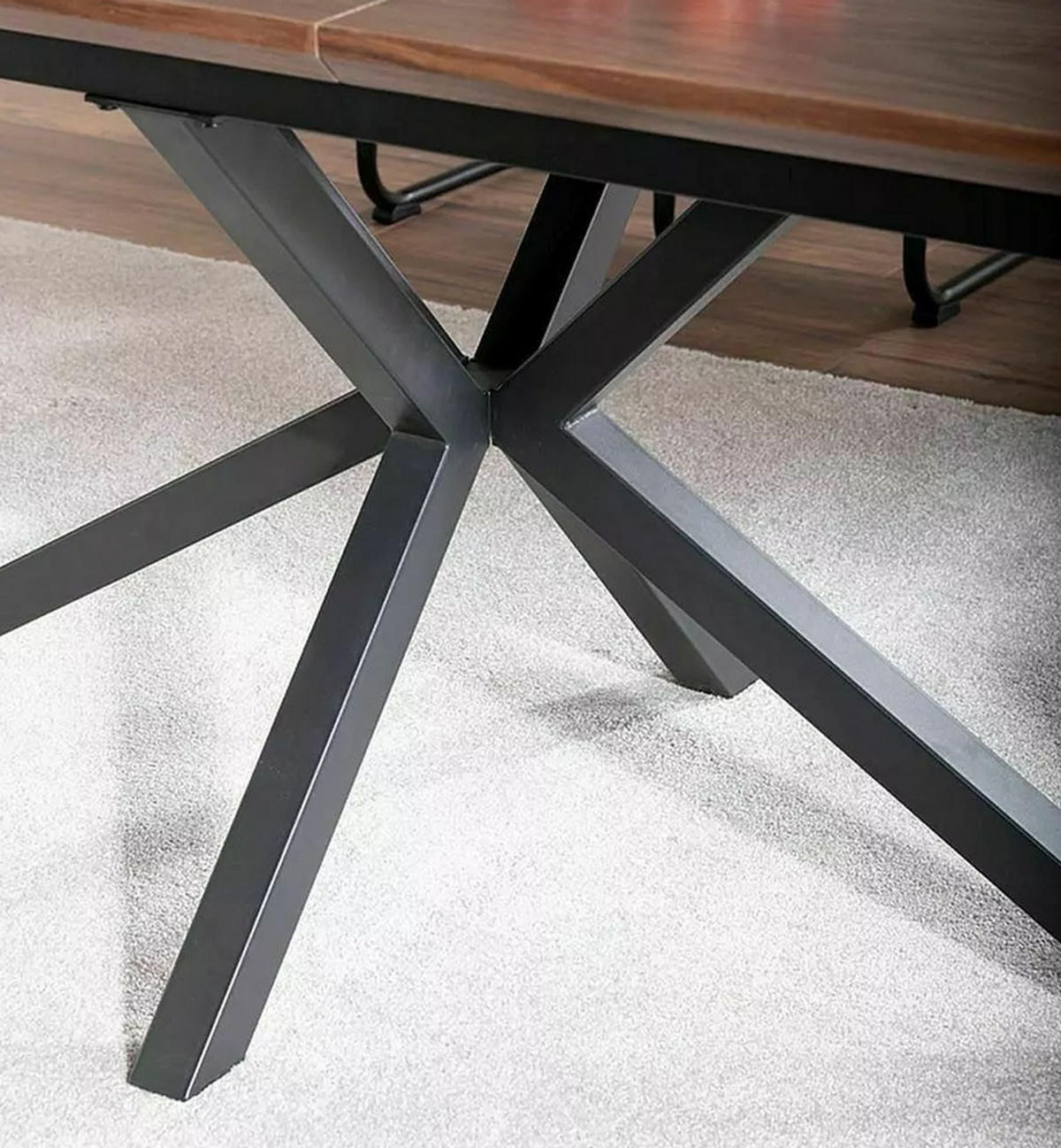 ESSTISCH Laguna Nussbaum / Schwarz 160-200 / 90 / 76cm - Nussbaumfarben, Holz/Metall (90/200/76cm) - Feldmann-Wohnen