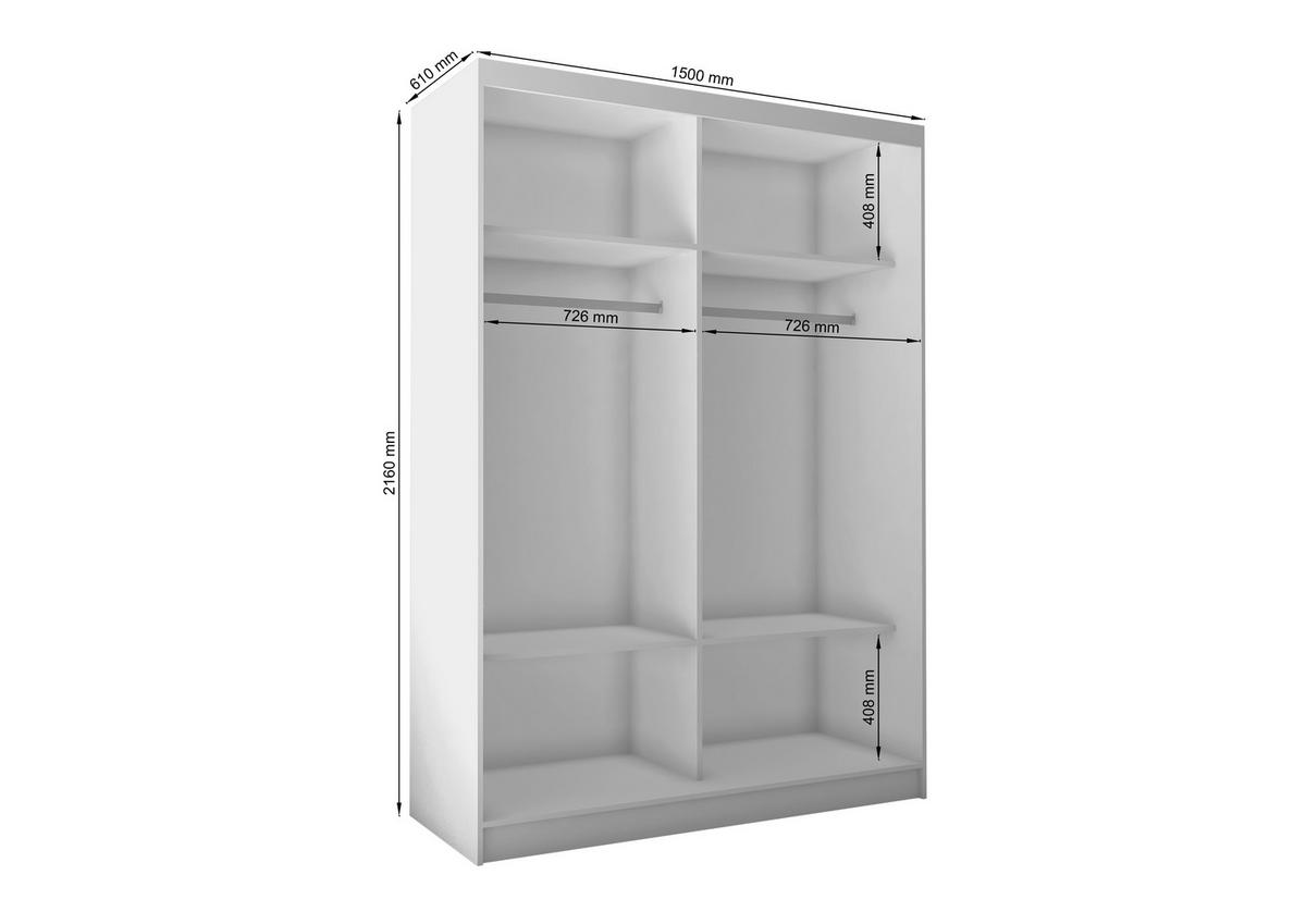 SCHWEBETÜRENSCHRANK Vex 150 cm mit Spiegel, 2-türig, artisan - Braun, Kunststoff (150/216/61cm) - Margaret Hadas24