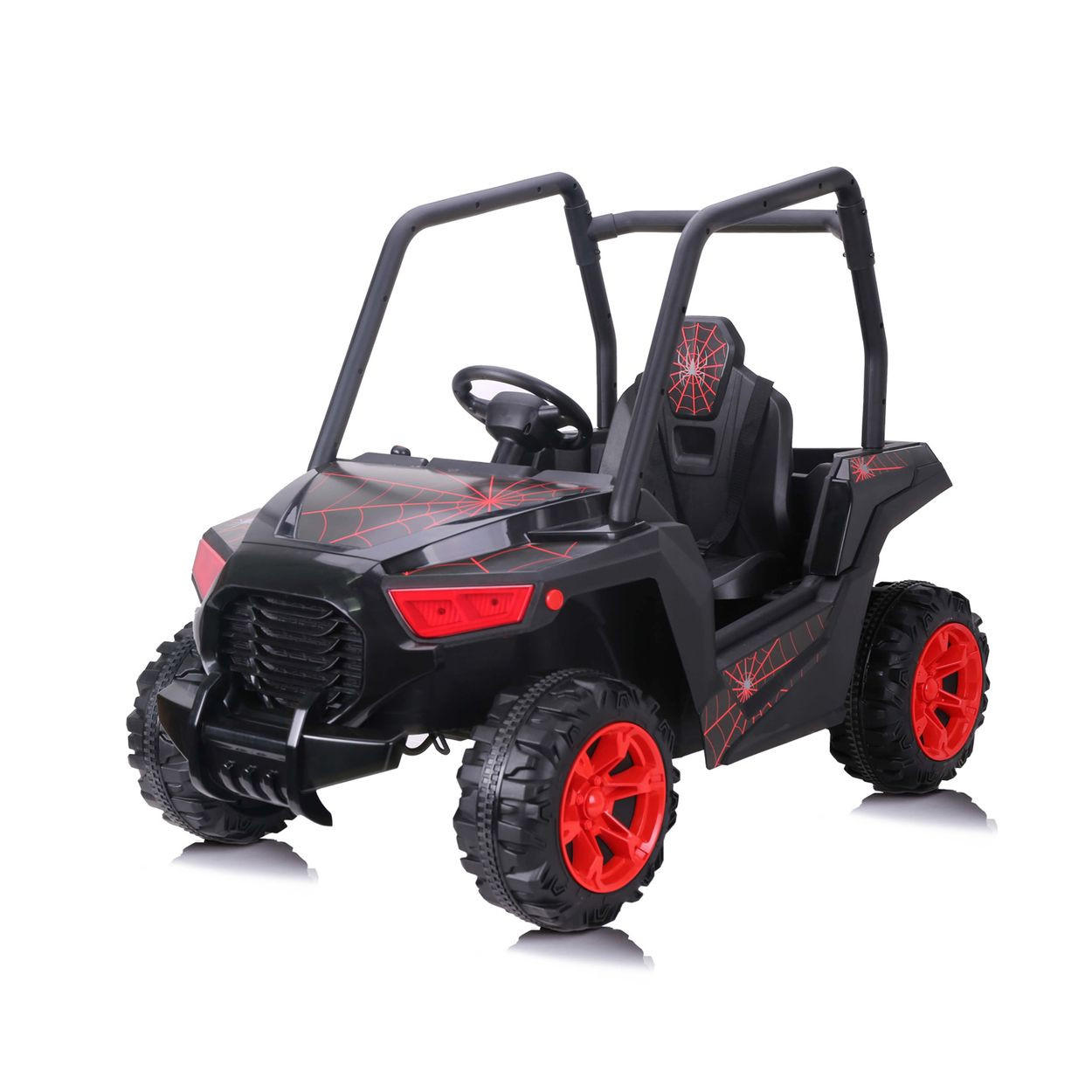 KINDERELEKTROAUTO Spider SUV schwarz Radio, Fernbedienung, Stoßdämpfer, Gurt - Schwarz, Kunststoff (118/69/86cm) - Chipolino