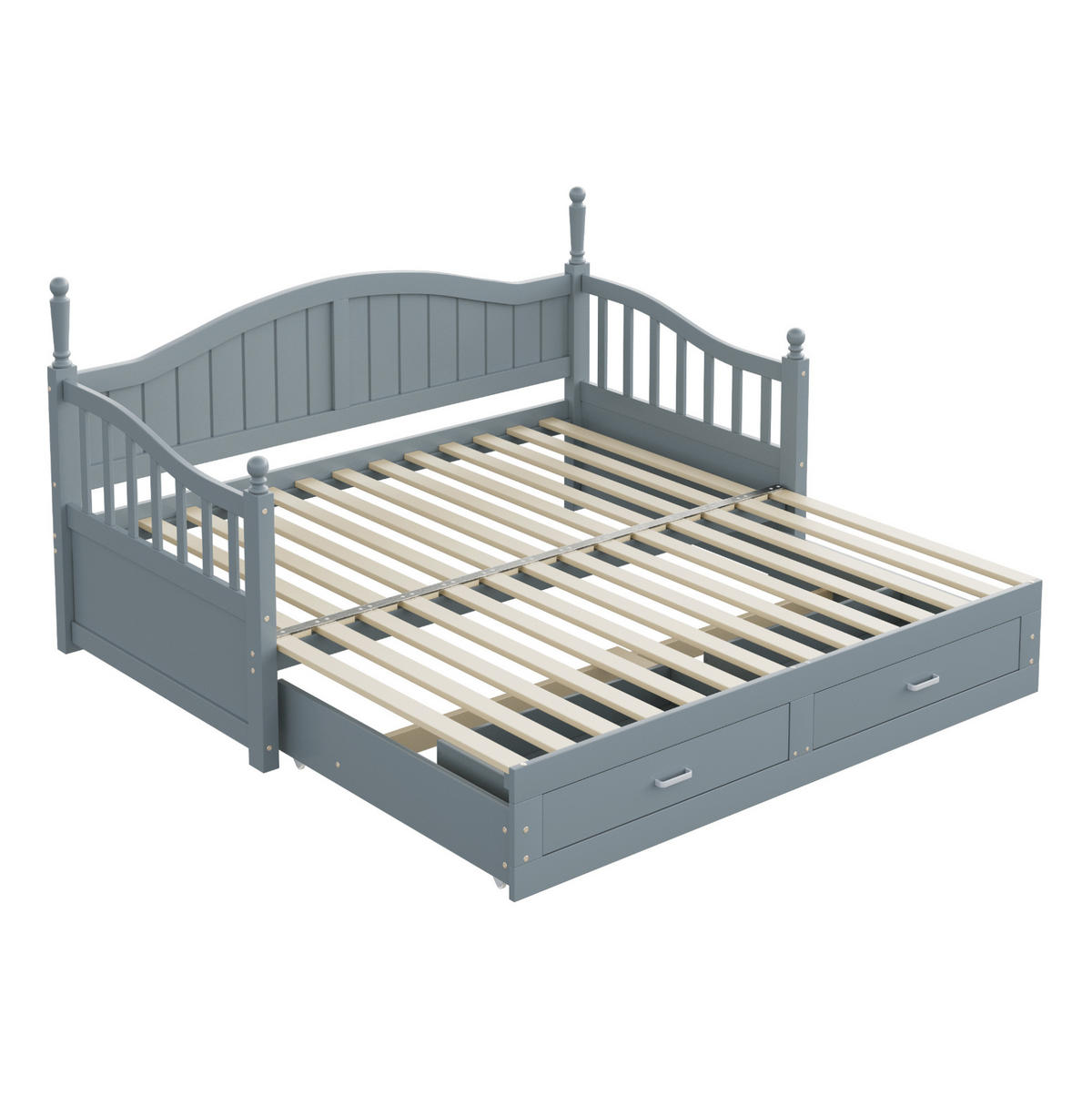 SCHLAFSOFA 90/190 cm ausziehbar mit 2 Schubladen und Lattenrost, Grau - Grau, Holzwerkstoff (97/95/197cm) - Redom