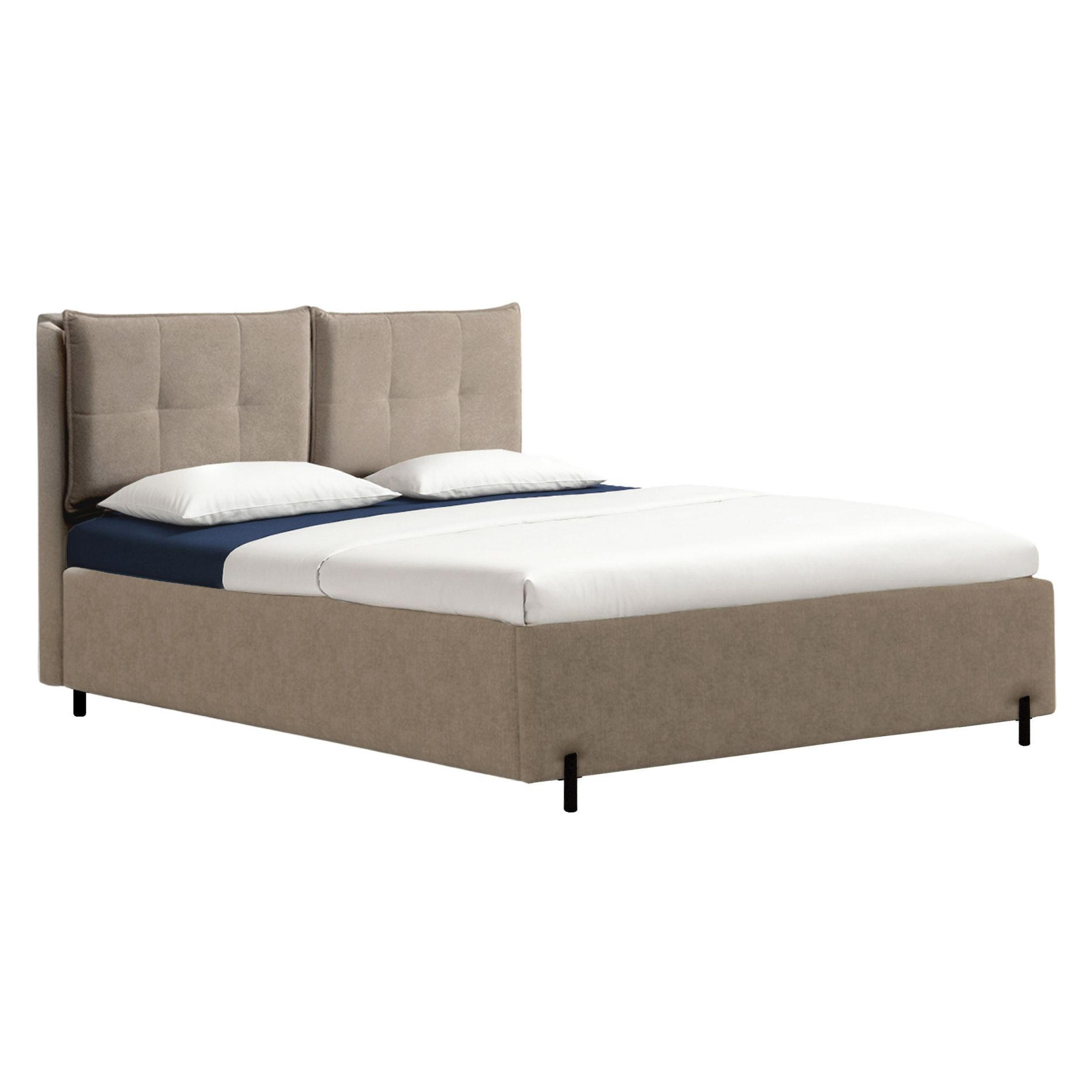 POLSTERBETT Belleo Dunkelbeige 180x200 cm - Schwarz/Cappuccino, Textil/Metall (180/200cm) - Selsey