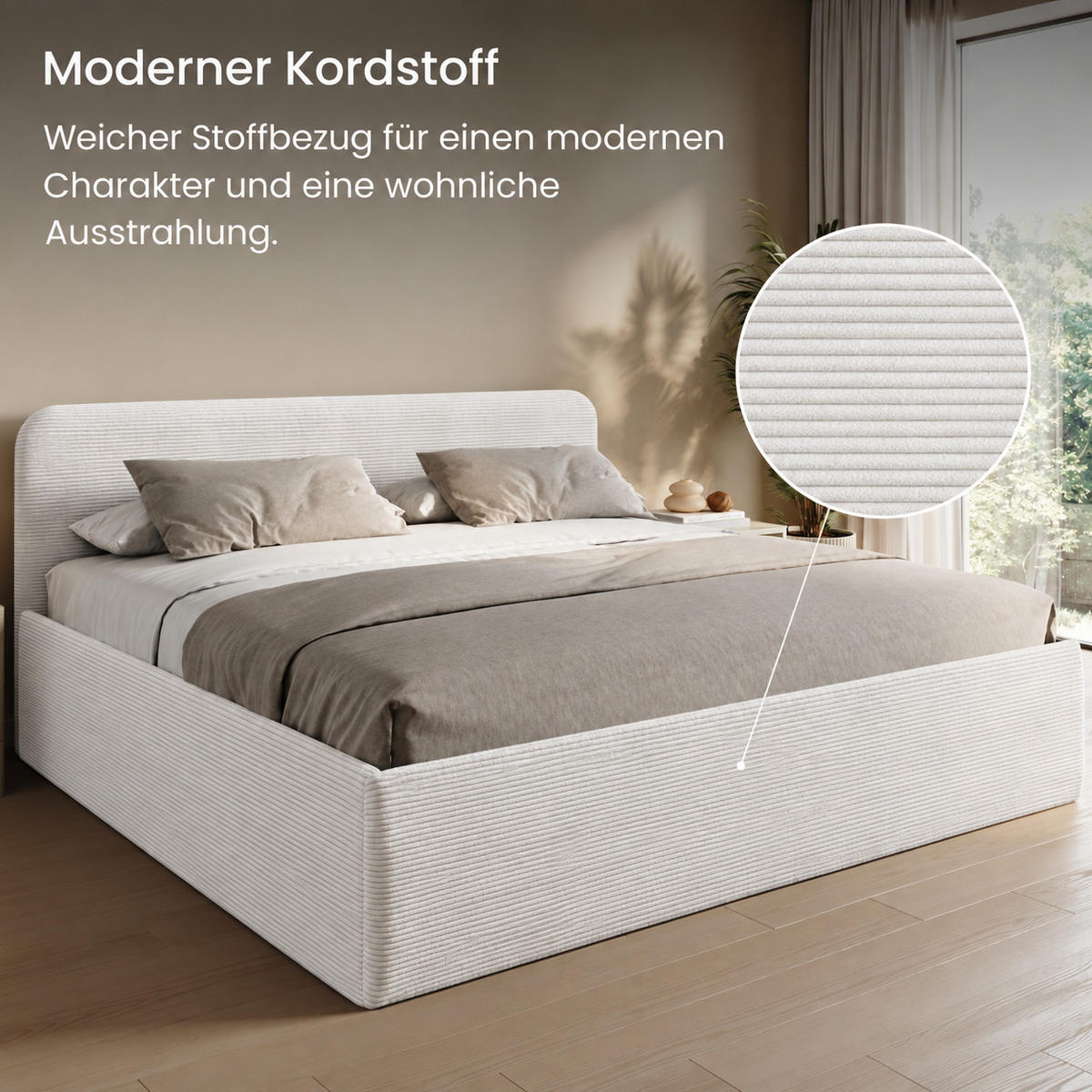 POLSTERBETT mit Bonnell-Matratze 200x200 cm in Weiß - Weiß, Holzwerkstoff/Textil (200/200cm) - Home Collective
