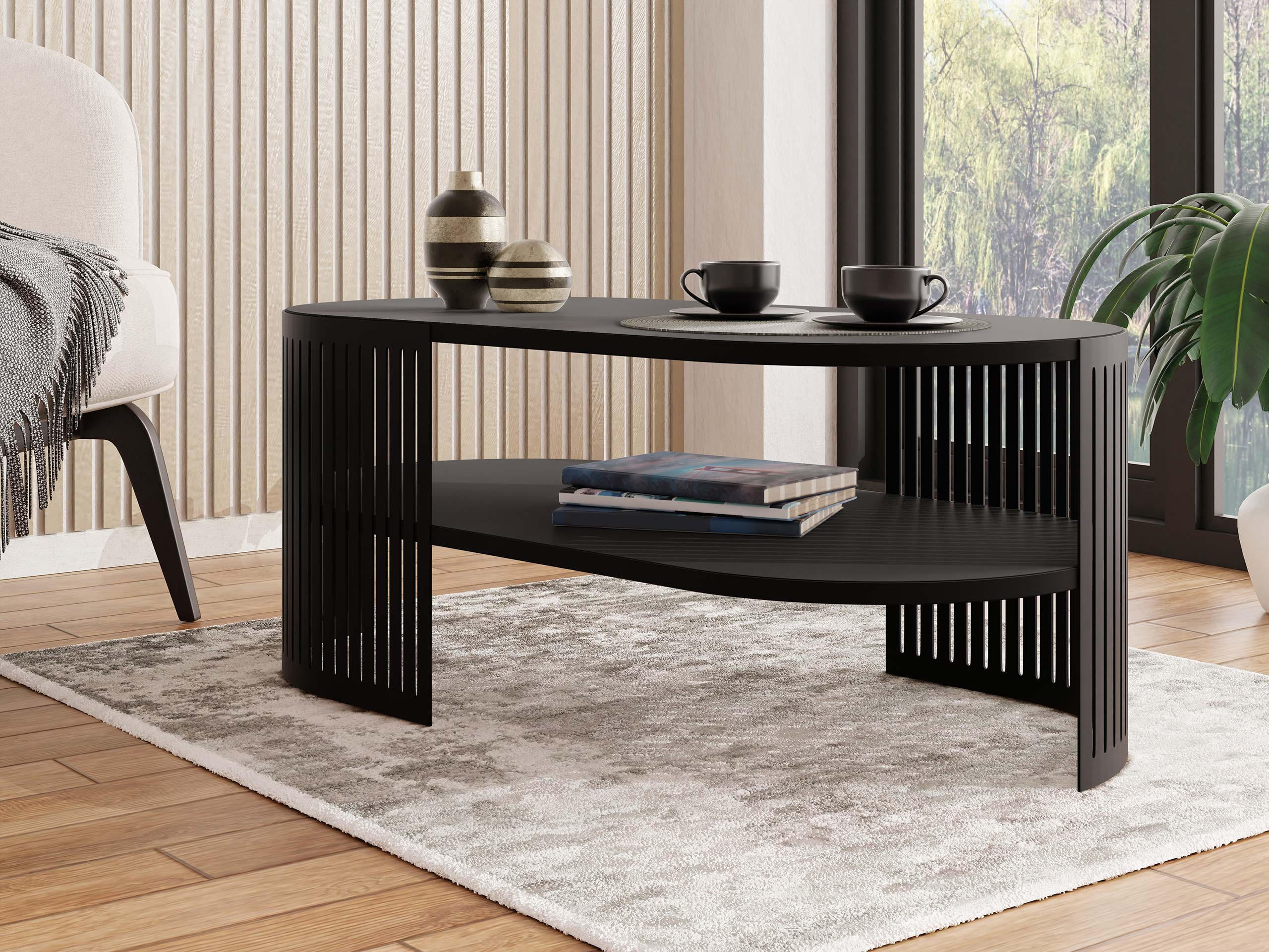COUCHSITCH Fikoli Oval II - Schwarz, Holzwerkstoff/Metall (100/50/40cm) - MIRJAN24