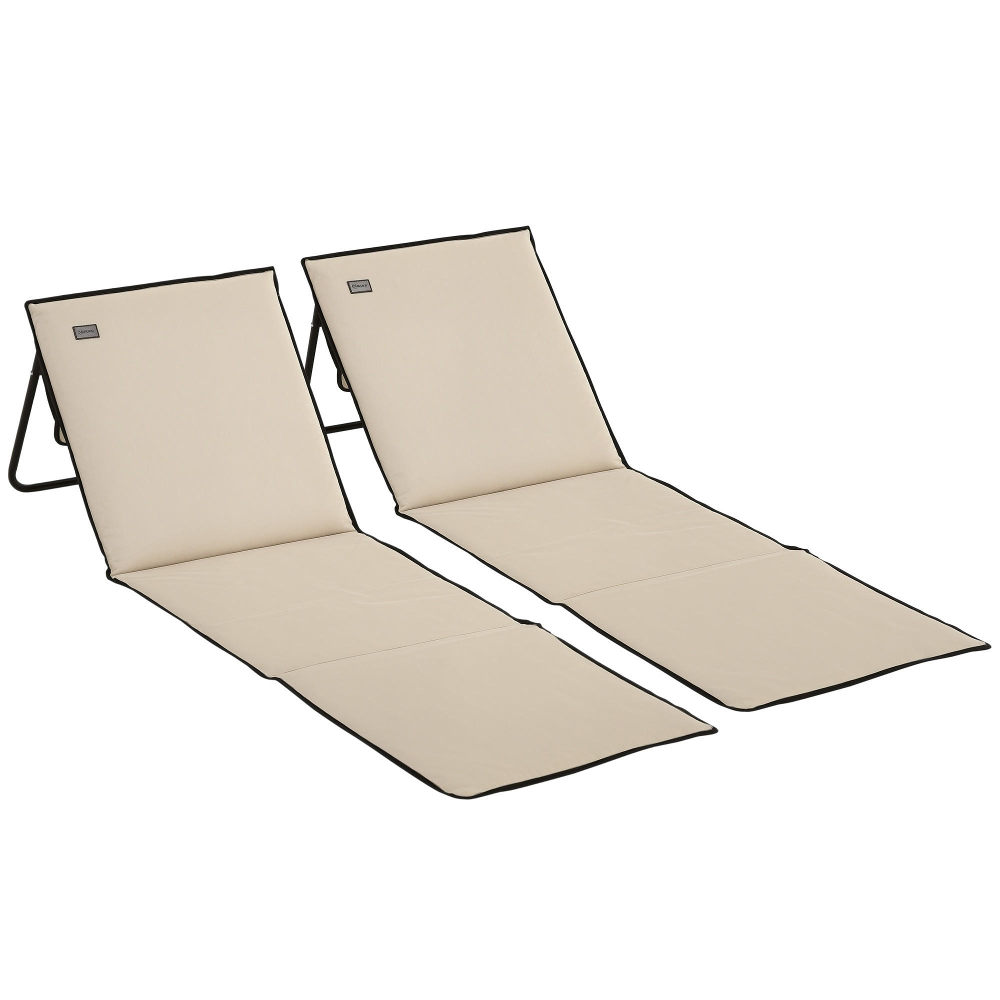 STRANDMATTE, 2er-Set, Beige, verstellbare Lehne mit Tragegurt, 142 x 51 x 40 cm - Weiß, Metall (142/40/51cm) - Vallsero