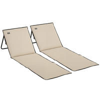 STRANDMATTE, 2er-Set, Beige, verstellbare Lehne mit Tragegurt, 142 x 51 x 40 cm - Weiß, Metall (142/40/51cm) - Vallsero