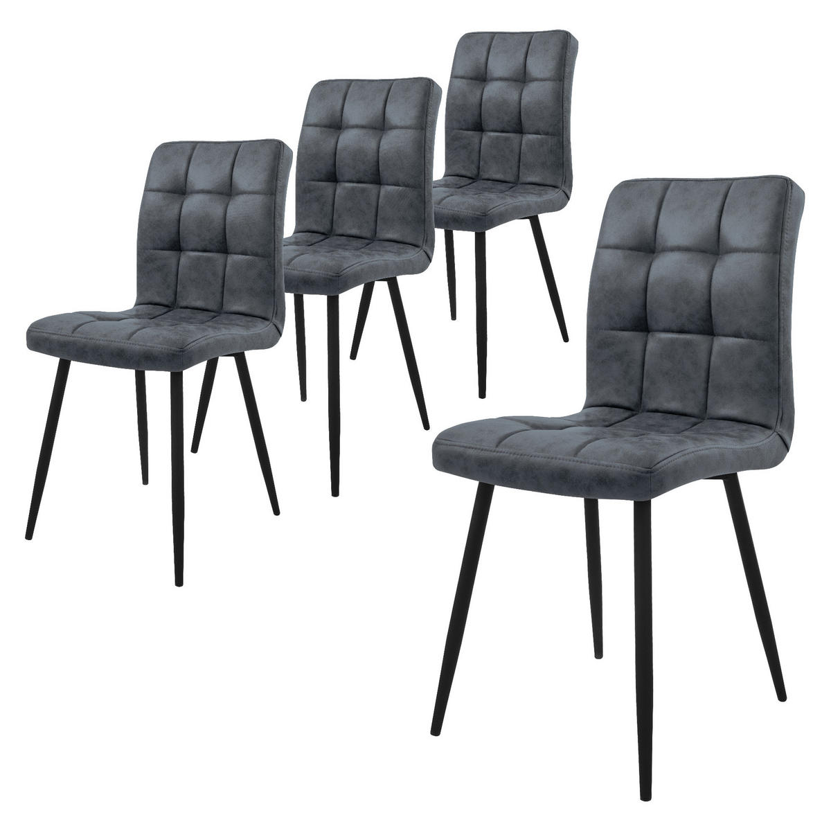 ESSZIMMERSTUHL Anthrazit 4er Set - Dunkelgrau, Metall (41/89/49cm) - ML-DESIGN