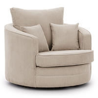 DREHSESSEL Ted aus Beige Cord-Stoff - Beige/Schwarz, Holz/Textil (107/94/100cm) - S-Style Möbel