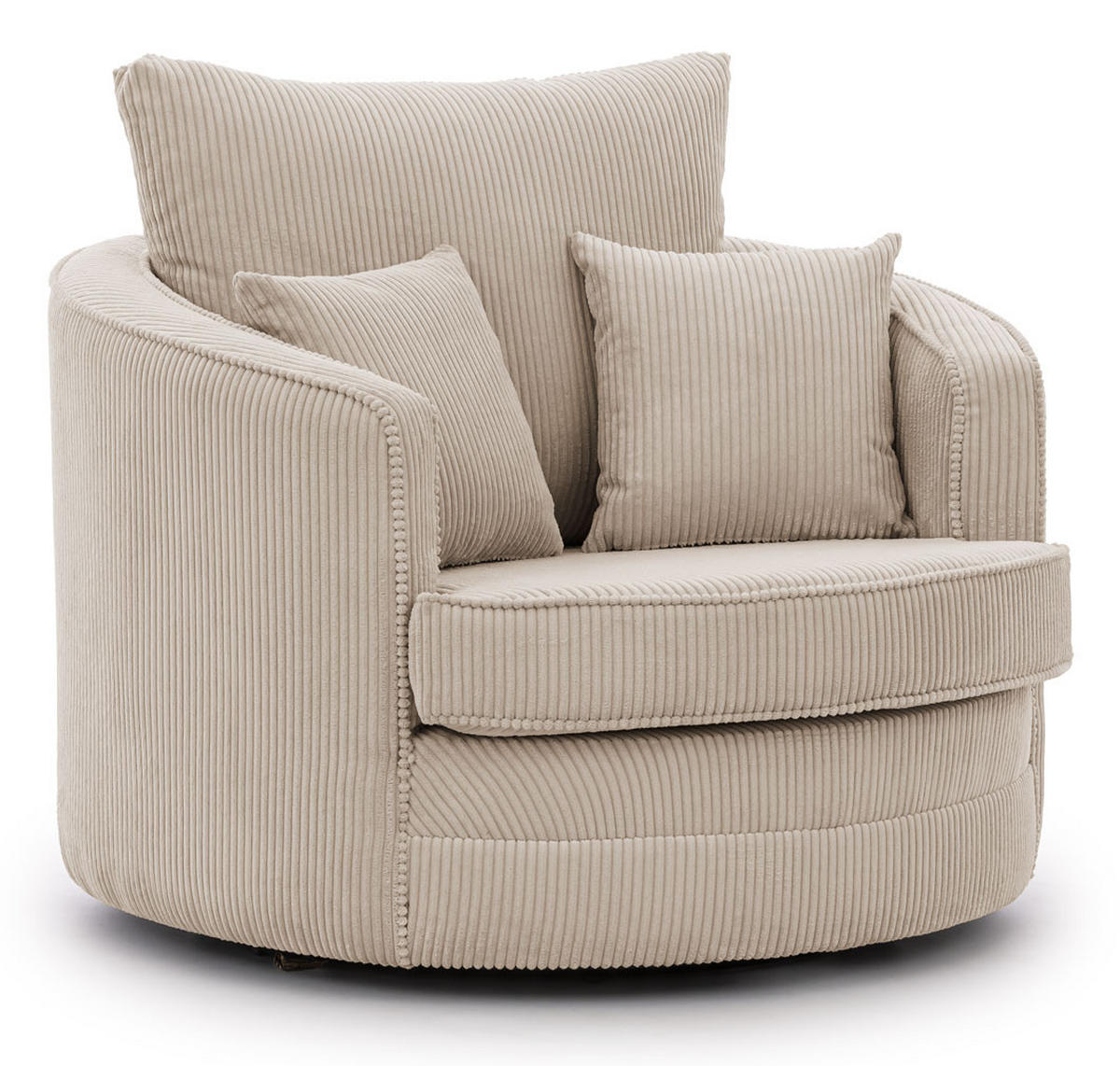 DREHSESSEL Ted aus Beige Cord-Stoff - Beige/Schwarz, Holz/Textil (107/94/100cm) - S-Style Möbel