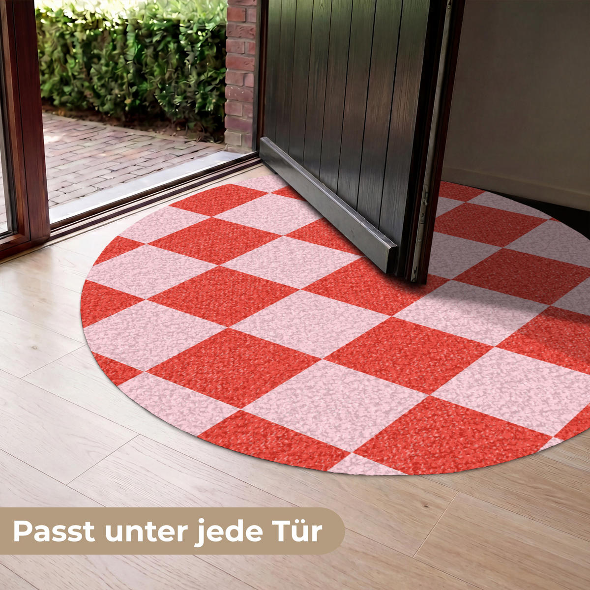 FUSSMATTE Schachbrettmuster - Rot - Rosa - Würfel Türmatte 120x120 cm - Rot, Kunststoff (120/120cm) - MuchoWow