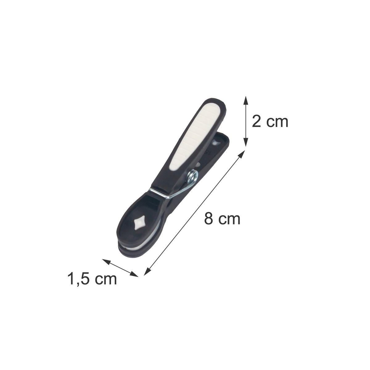 WÄSCHEKLAMMERN Schwarz Weiß 50er-Set - Multicolor, Kunststoff/Metall (8/2/1.5cm) - Relaxdays