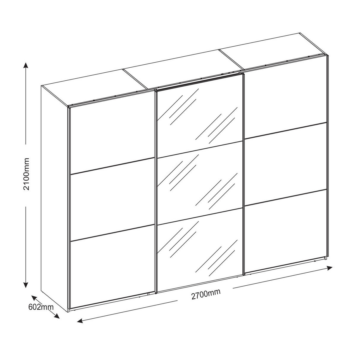 SCHWEBETÜRENSCHRANK - Eiche Mauvella Dekor - Eichefarben/Grau, Holzwerkstoff/Metall (270/210/60cm) - home24