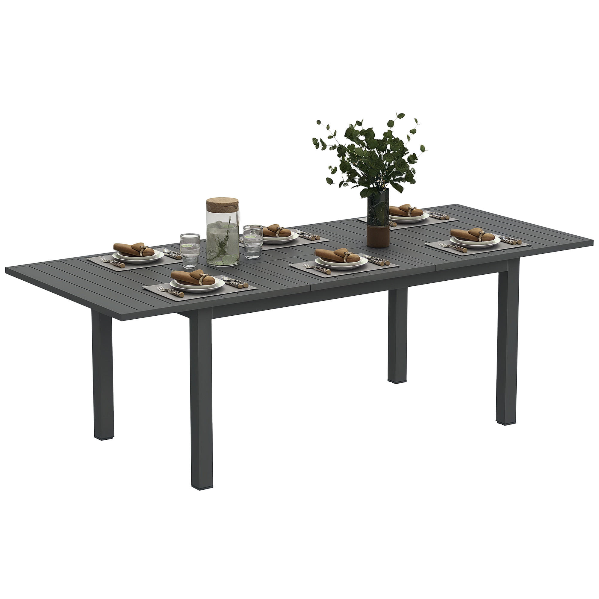 GARTENTISCH DE-07370 erweiterbar 160/220 cm Grau - Grau, Metall (220/90/73cm) - ComfortXL