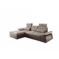 ECKSOFA mit Schlaffunktion und verstellbaren Armlehnen - Chromfarben/Beige, Kunststoff/Textil (268/170cm) - ed exciting design