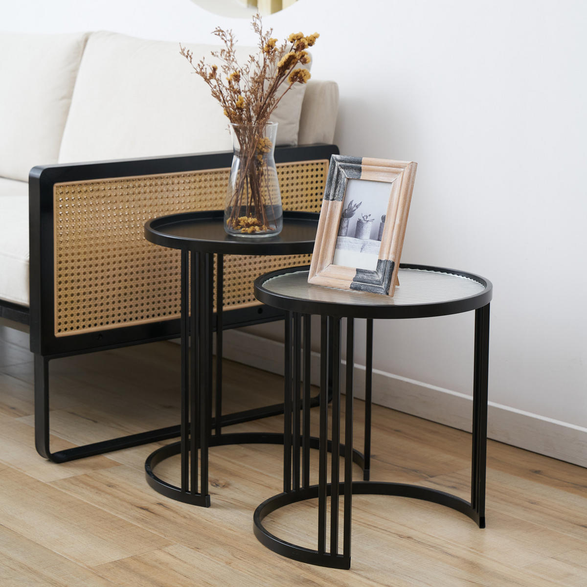 BEISTELLTISCH Ladar 2er Set Schwarz - Schwarz, Metall (41/41/46cm) - SVITA