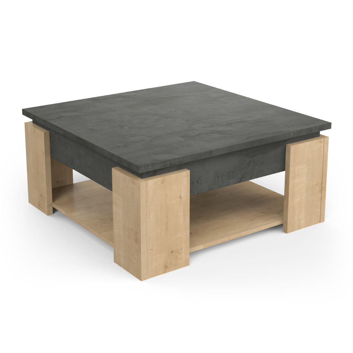 COUCHTISCH - austin 80/80/37,2 cm - Eschefarben, Holzwerkstoff (80/80/37.2cm) - Calicosy