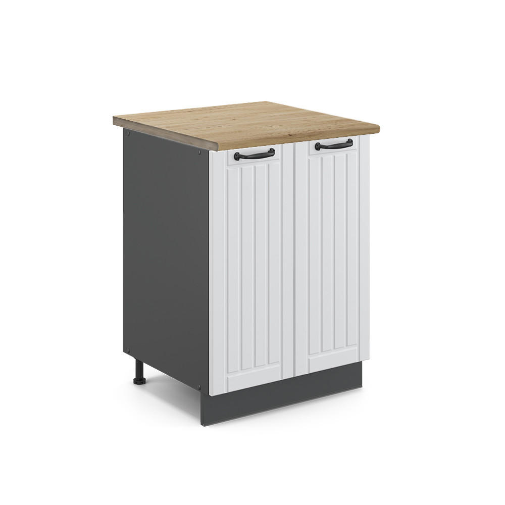 KÜCHENUNTERSCHRANK Fame-Line Weiß Landhaus 60 cm, AP Eiche - Anthrazit/Weiß, Holzwerkstoff (60/82/60cm) - Vicco