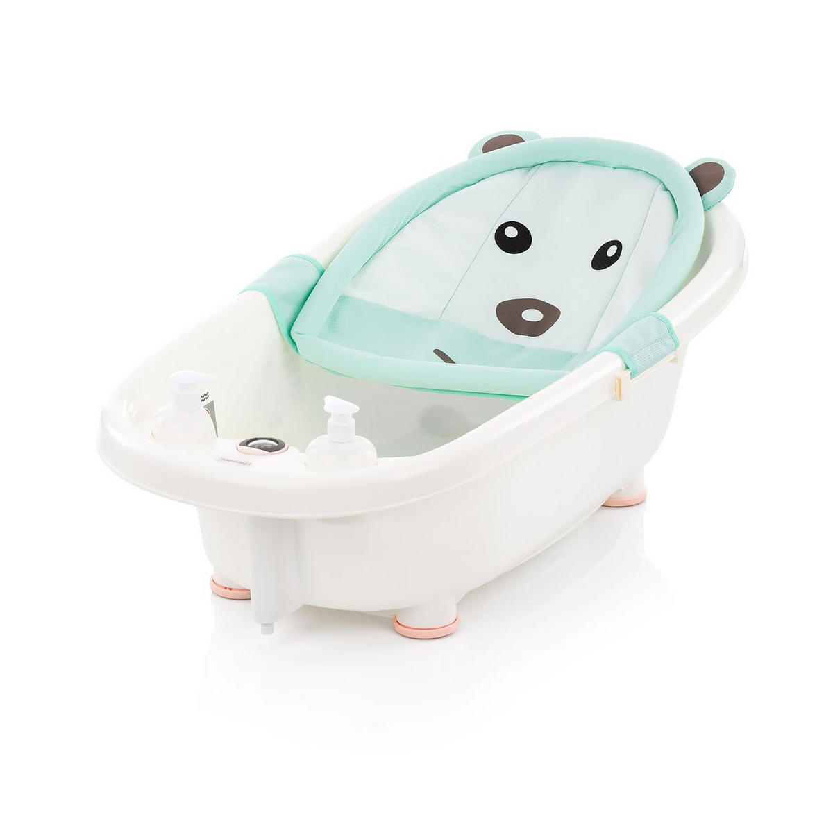 BABYBADEWANNE Netz Bär grün Badewanneneinsatz Kunststoff-Clips ab Geburt - Grün, Textil (40/45cm) - Chipolino