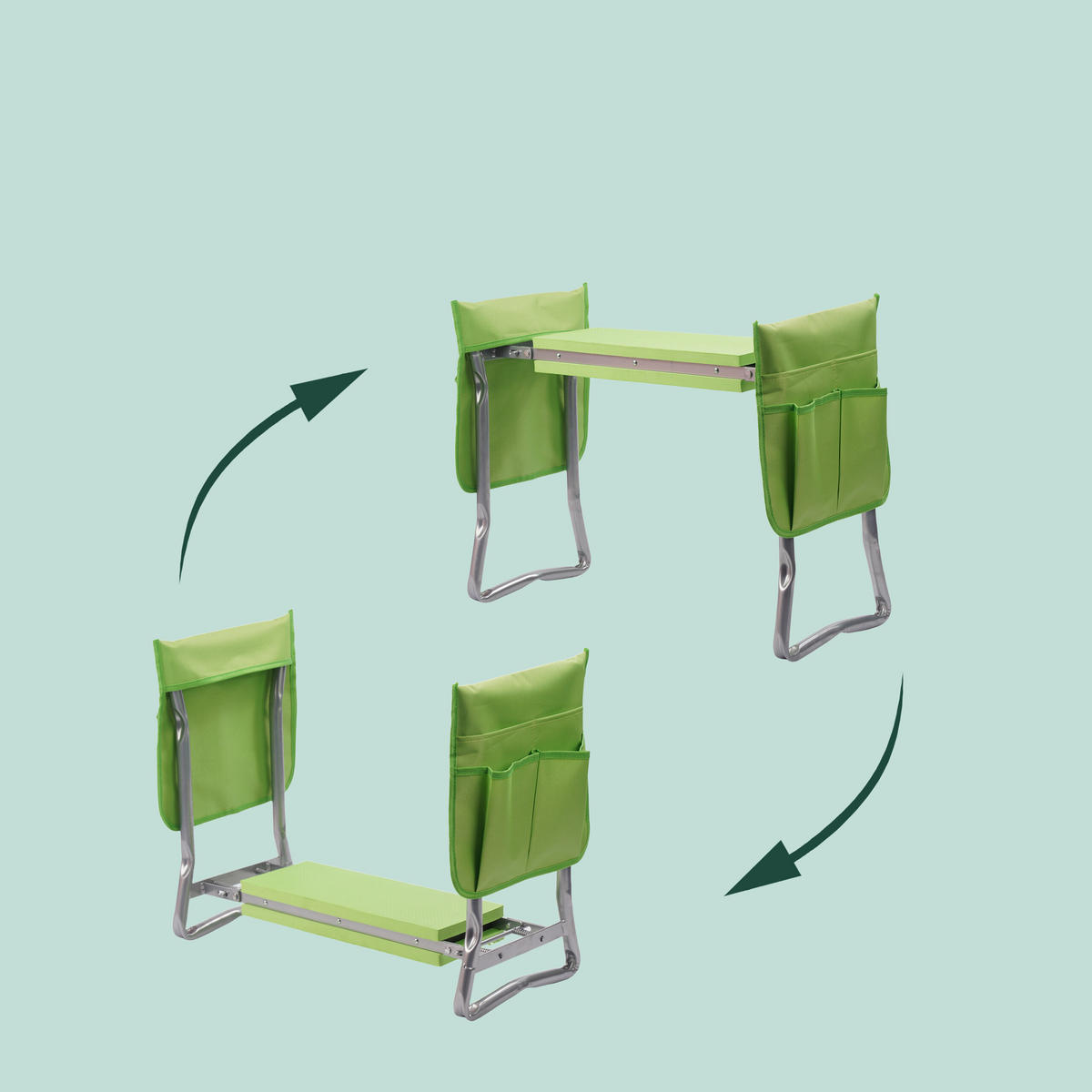 KNIEBANK - Grün, Textil/Metall (60/50/27.5cm) - Relaxdays